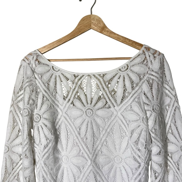 Lilly Pulitzer White Crochet Lace Shift Dress with Pom Trim - Picture 2 of 7